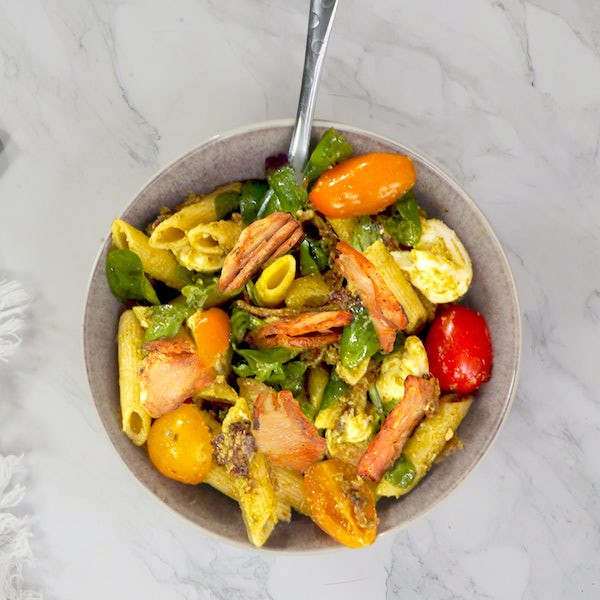 Salade de pâtes kebab et pesto Salade de pâtes kebab et pesto